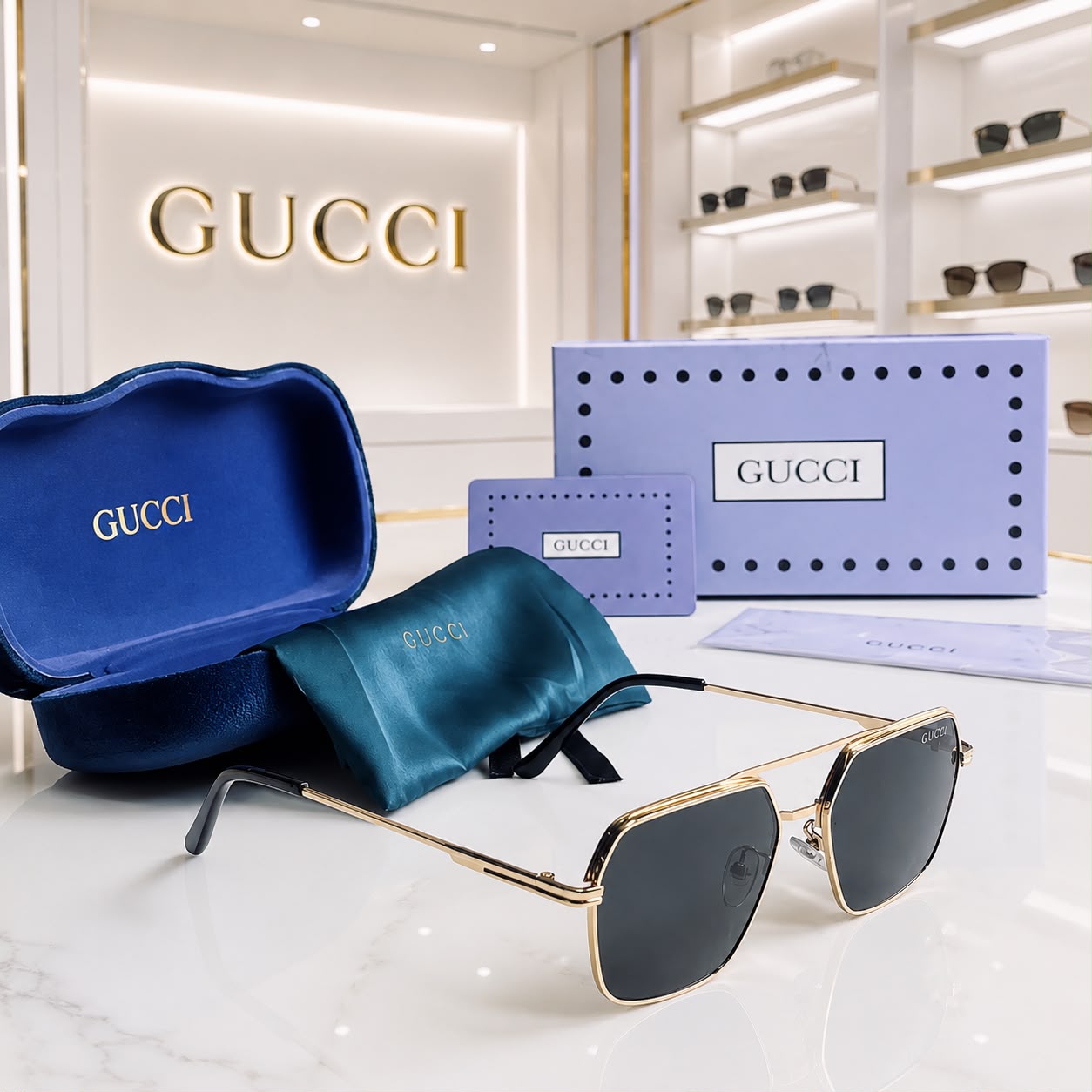 GUCCI SUNGLASSES UNISEX AVIATOR MODEL
