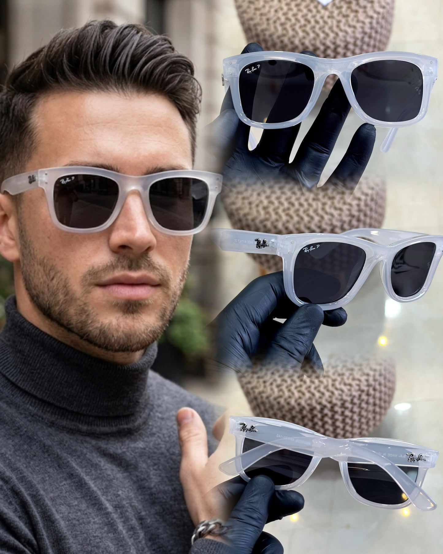 RAYBAN WHITE BLACK🌈 -MODEL NO:0502✌️ -RB REVERSE EDITION❤️