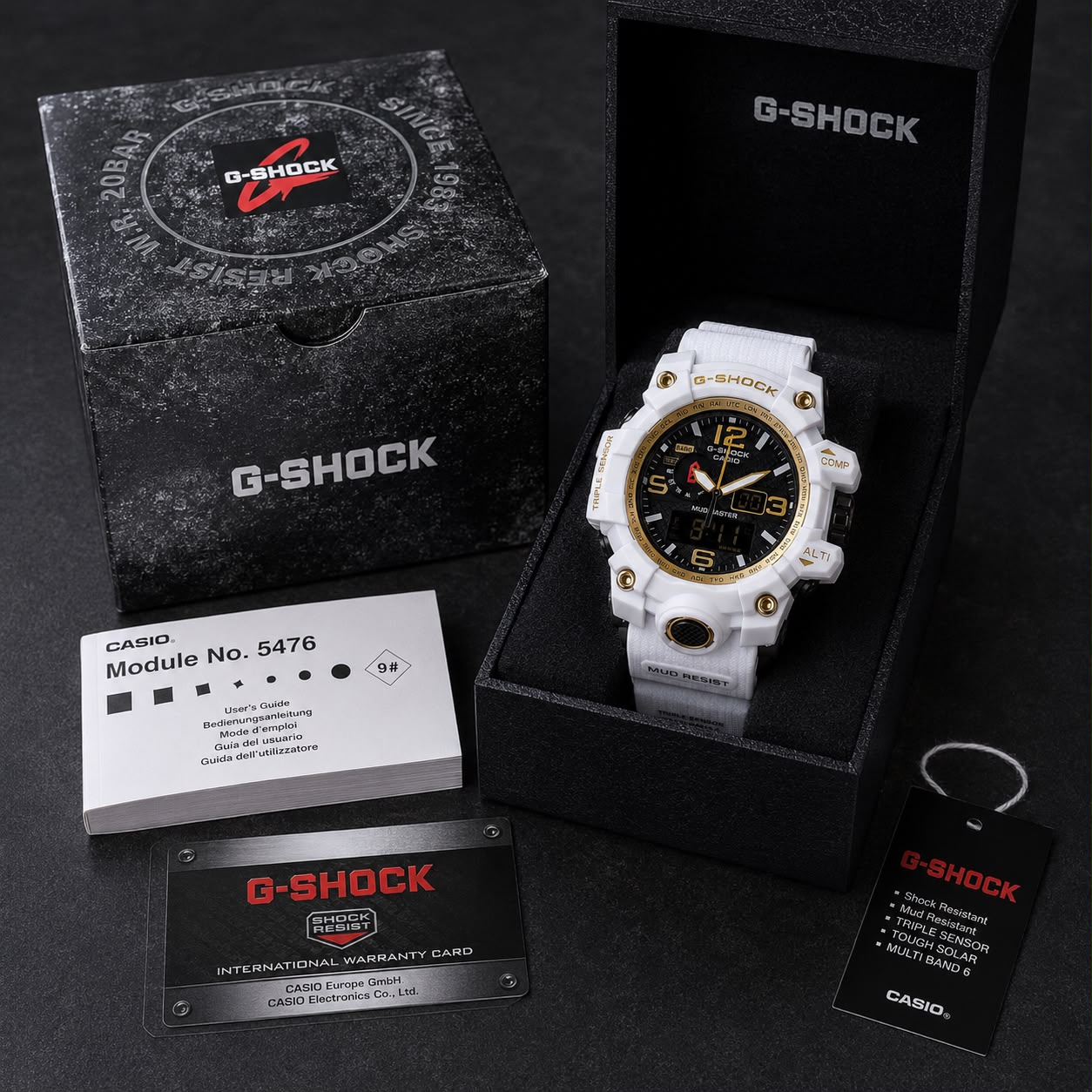 *Casio G-Shock* model, which is known for rugged durability, water resistance, and shock resistance.