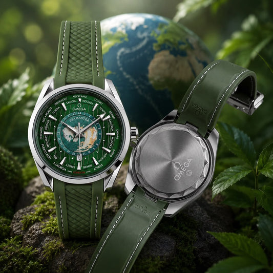 Omega   For Him   Premium Quality   Premium Silicon Band With Original Silver Lock With Quartz Movement   Stainless Steel band