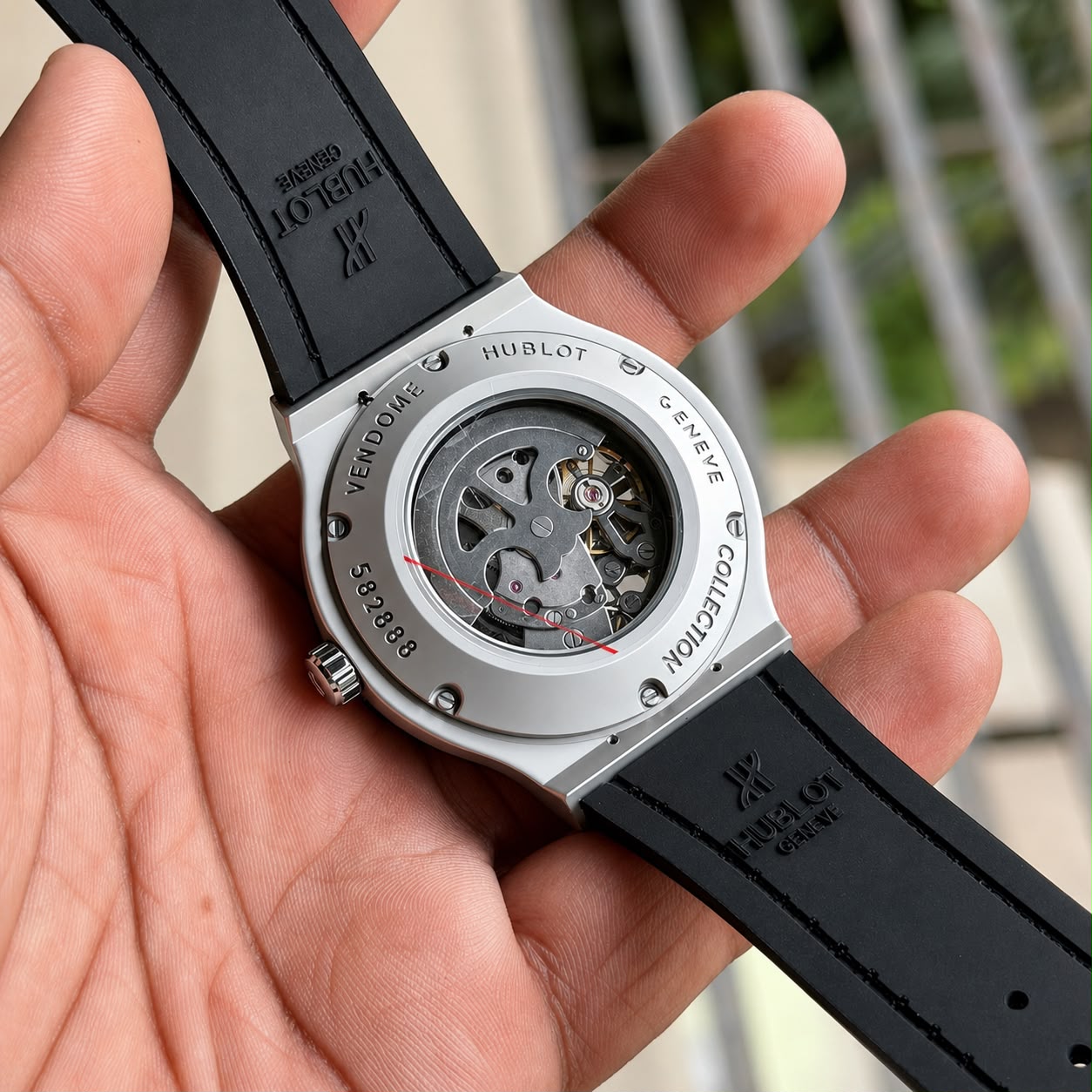 Hublot   Automatic   Skeleton Face Dial   Genuine Leather Strap With Original Hublot lock 🔐   Open Back Machinery