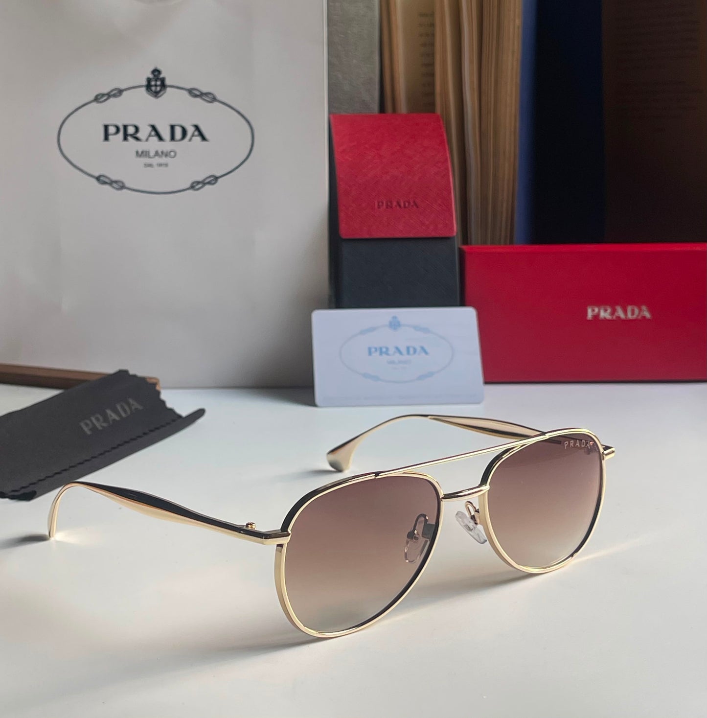 PRADA SUNGLASSES  UNISEX AVIATOR MODEL