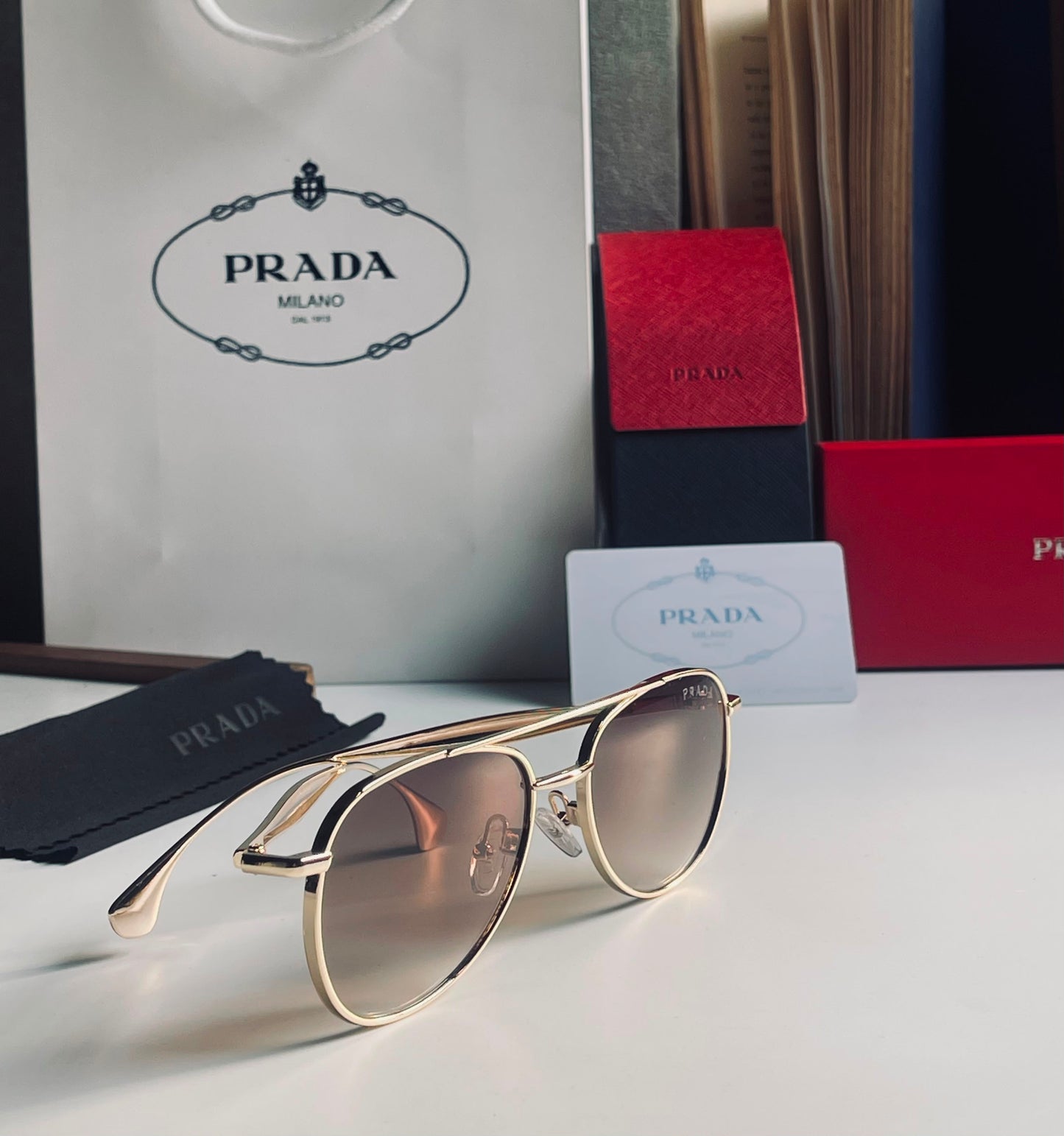 PRADA SUNGLASSES  UNISEX AVIATOR MODEL