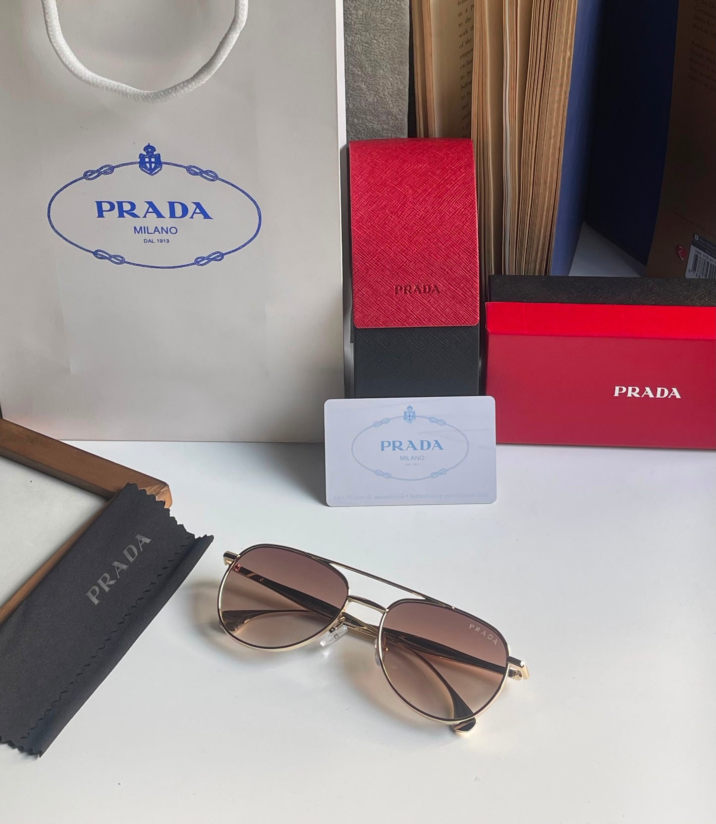 PRADA SUNGLASSES  UNISEX AVIATOR MODEL